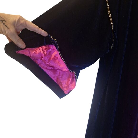 Soft Surroundings label noir blue velvet, lined caftan robe duster 2X - Picture 7 of 11